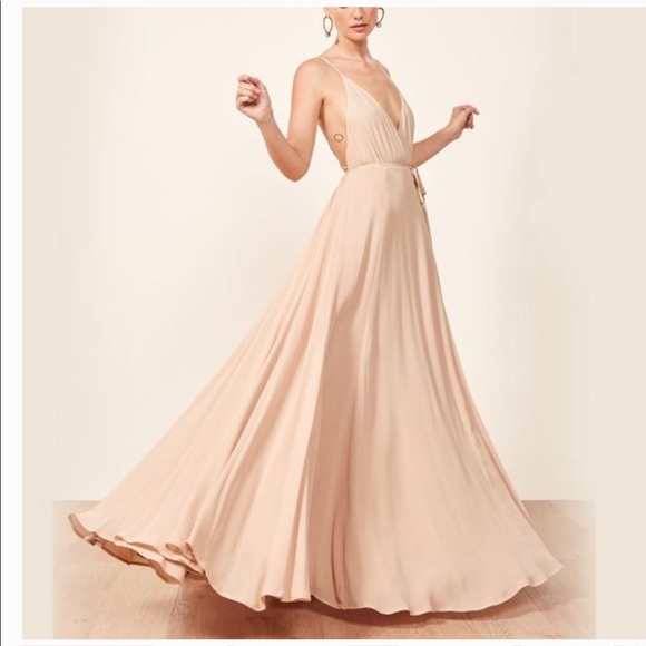 Reformation Callalilly Champagne gown NEVER WORN! Made from 100% recycled paper - Picture 2 of 11